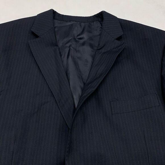 Pronto Uomo Sz 46R 100% wool stripe suit blazer jacket navy blue made in Italy - Picture 4 of 11